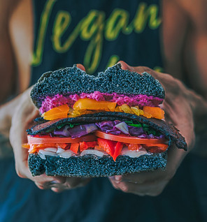 What is a level 5 vegan? Sandwich packed with vegan goodies.