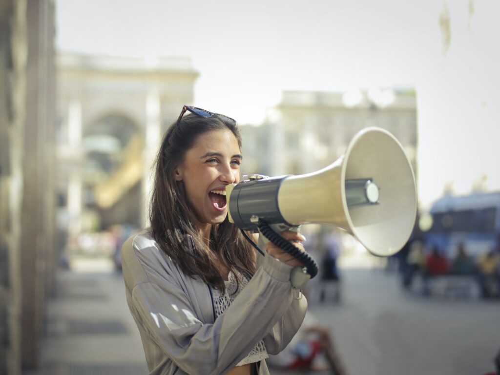 Should vegans take prenatal vitamins? (woman shouting into megaphone) 