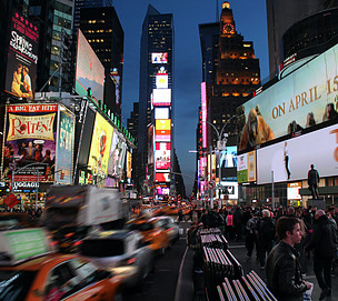 Image of a busy New York Times Square
