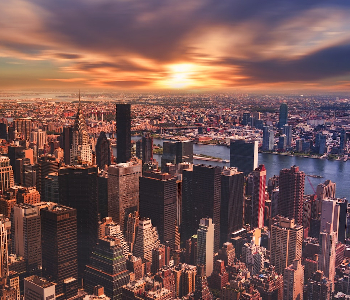Looking out over New York at sunset. 