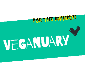 Veganuary logo on a green background.