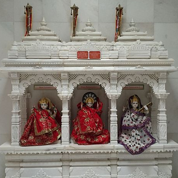 Marble carvings of Goddess Laxmi, Padmavati, Saraswati, Jain Center of New Jersey. 
