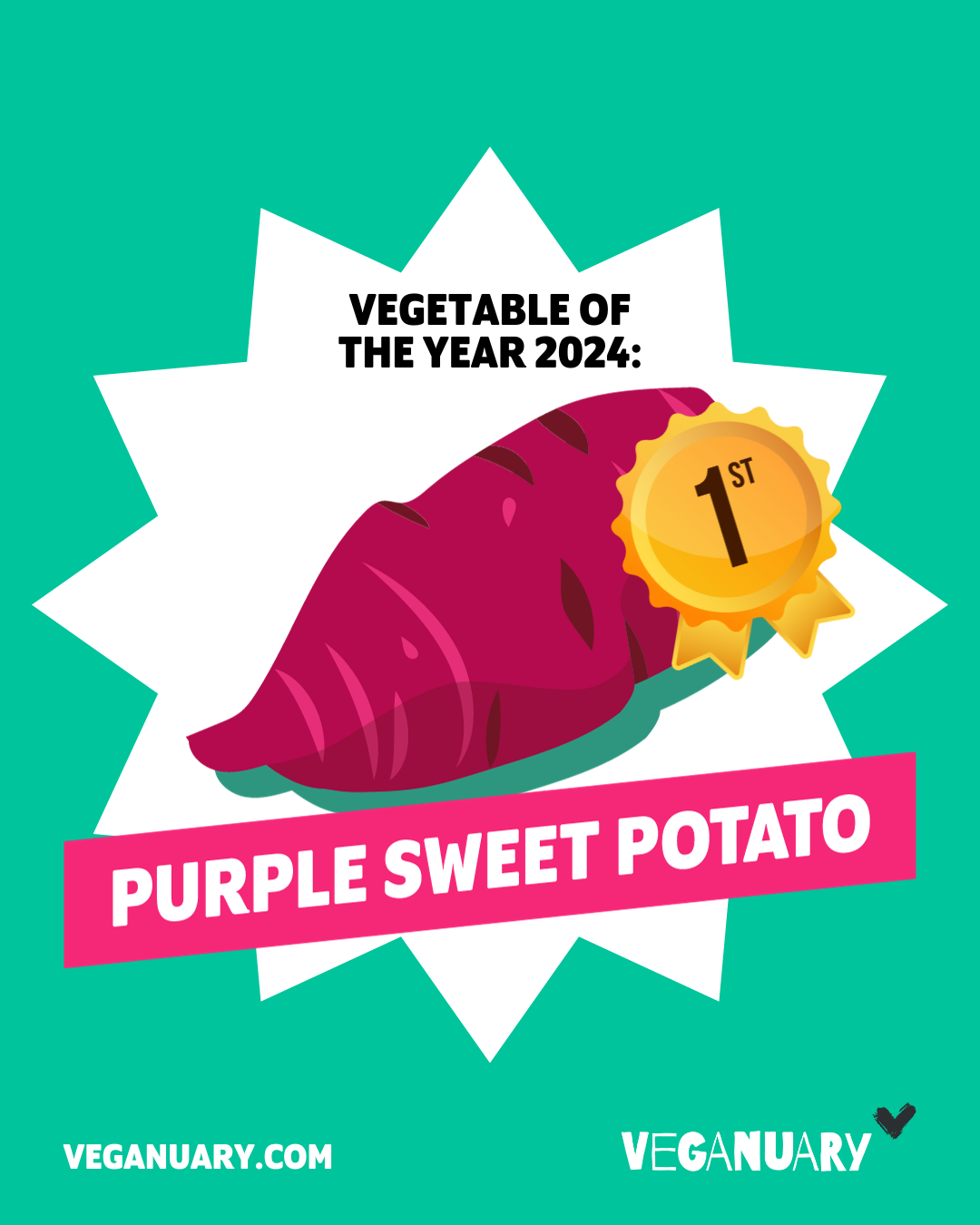 Media image of the purple sweet potato with a gold 1st place badge