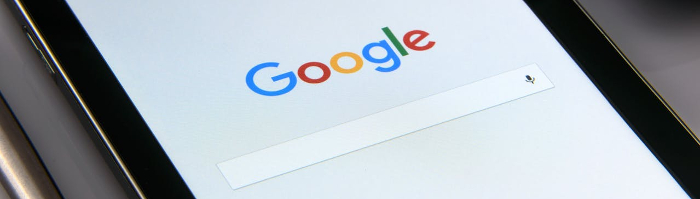 The Google logo displayed on a tablet screen 